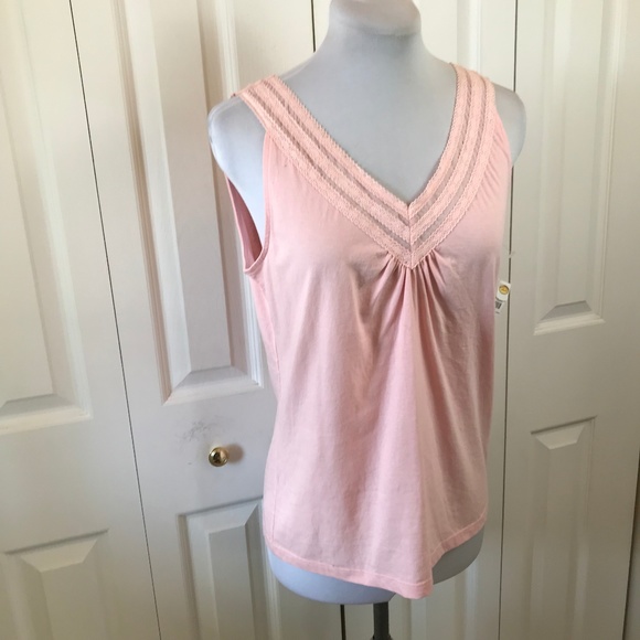 Talbots Light Pink Lace V-Neck Tank Top NWT Sz S - Picture 3 of 6